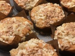 Bourbon Banana Muffins with a Toffee Crumble