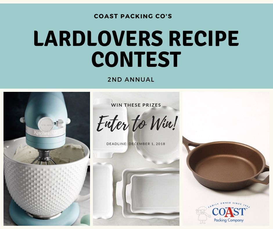 The Clock is Ticking — Get the Lard (Recipes) Out for Coast Packing Co.’s Second Annual #LardLovers Recipe Contest