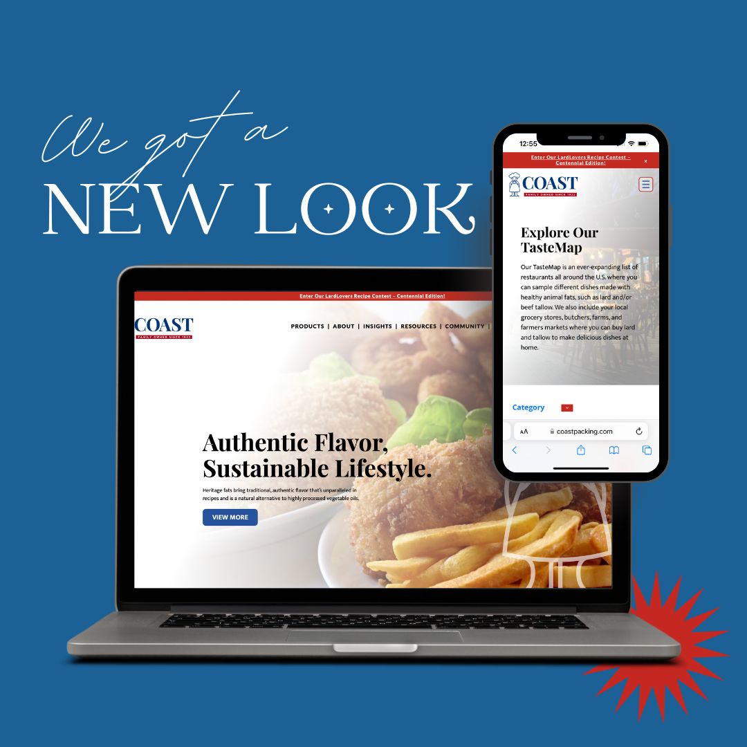 In Its Centennial Year, Coast Packing Unveils Interactive Online Presence Built for Consumers, Food Services Trade – and All Who Value Animal Fats as the Soul of Flavor